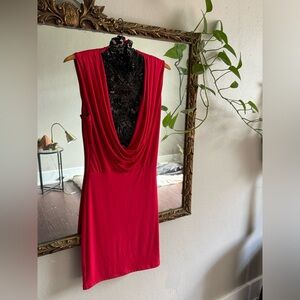 Arden B cocktail / black tie dress - draped neck, lace & bead detail, size S